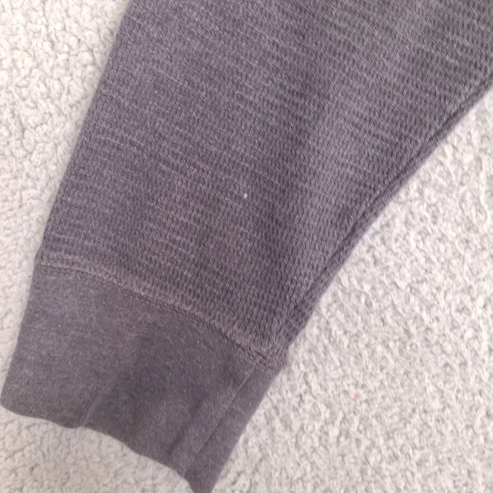 Faded Glory Mens Shirt XXL Gray Waffle Knit Long Sleeve Henley Tee Thermal Layer